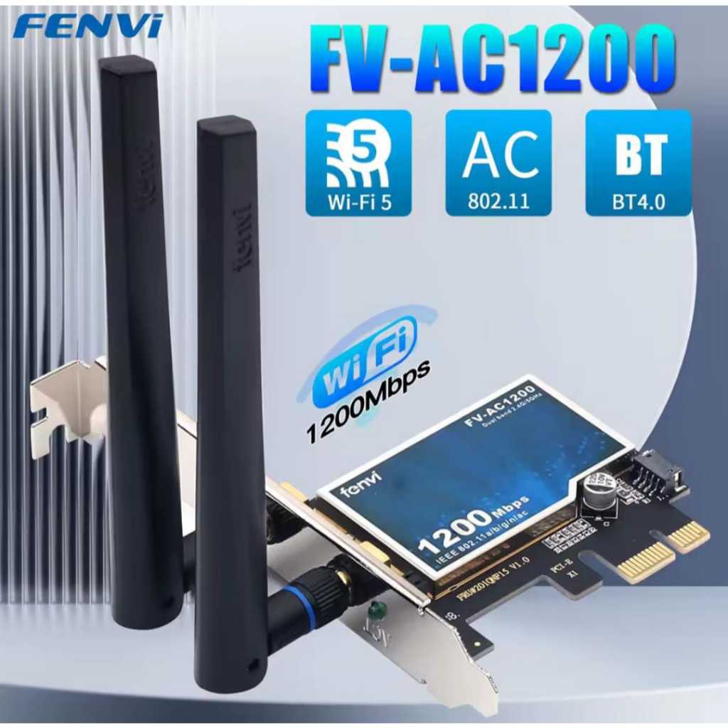 Placa de rede wi-fi e Bluetooth Fenvi - adaptador sem fio PCI-E, Wi-Fi 5, AC1200, envio imediato