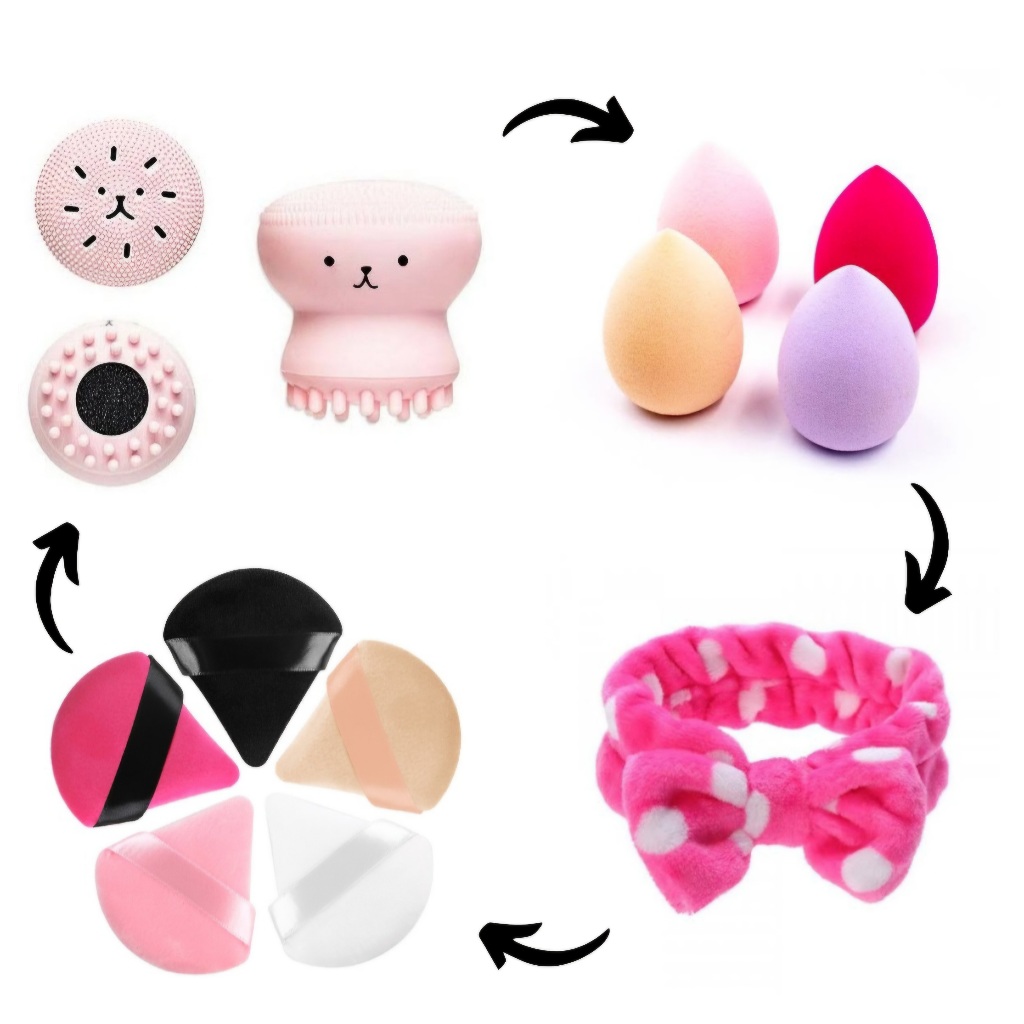 Acessórios Para Maquiagem - Esponja Aplicador de Base - Esponja de Skincare - Faixa Para Cabeça