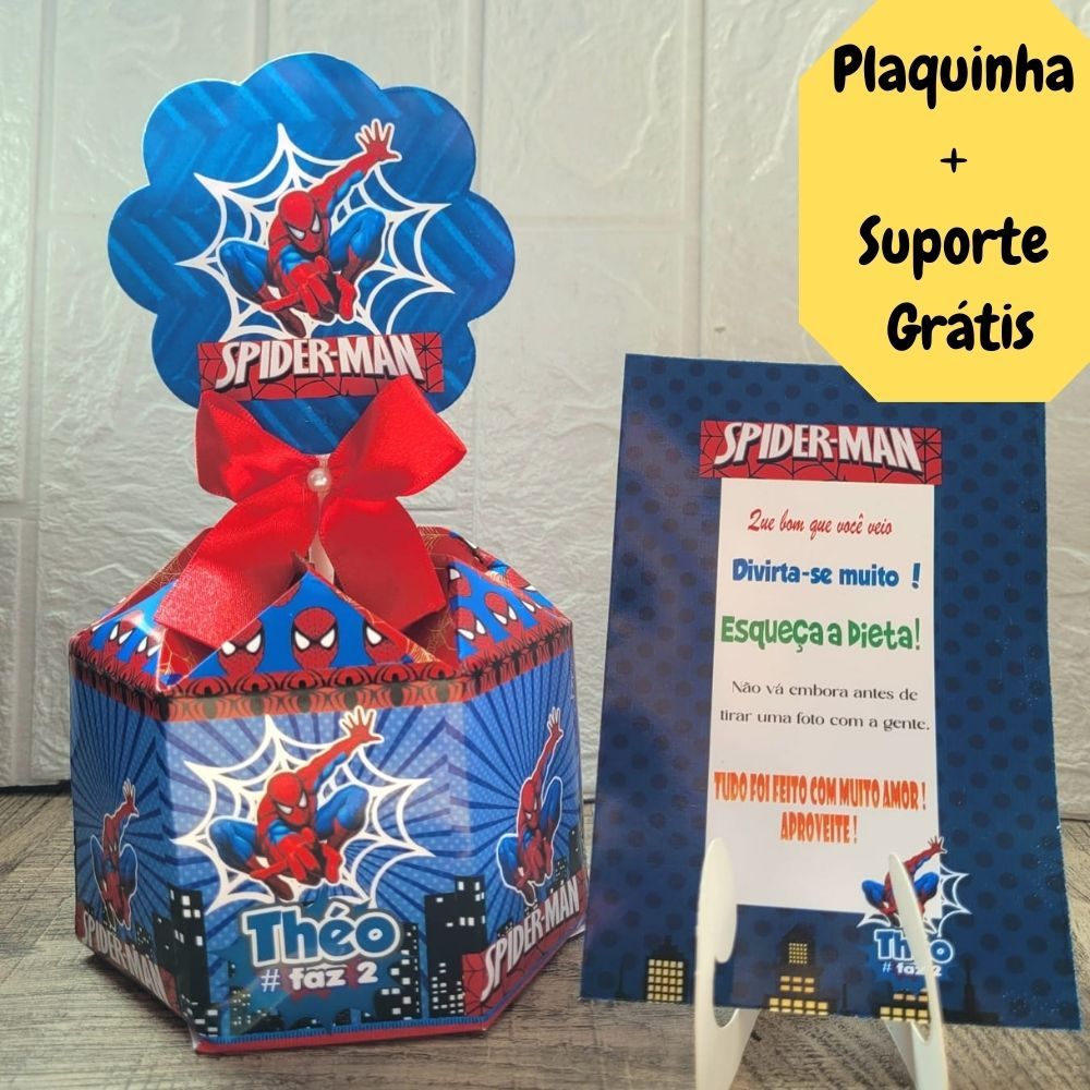 Homem Aranha Centro de Mesa Personalizado Enfeite Lembrançinha de Aniversário c/ Laços Arranjo +Plaquinha Festa Infantil