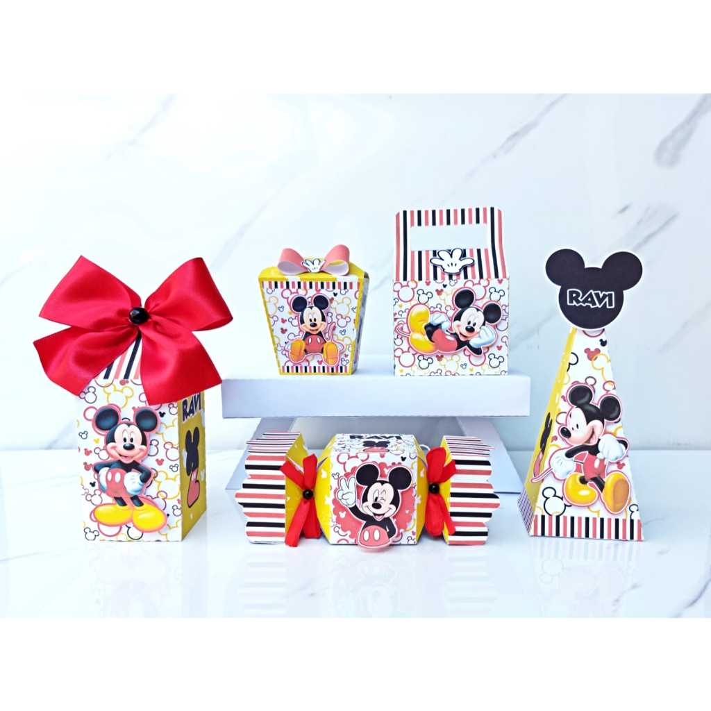 Kit Festa - 20/30/40 Caixinhas Personalizadas - Mickey - Lembrancinha de aniversário - Lembrancinha de festa infantil