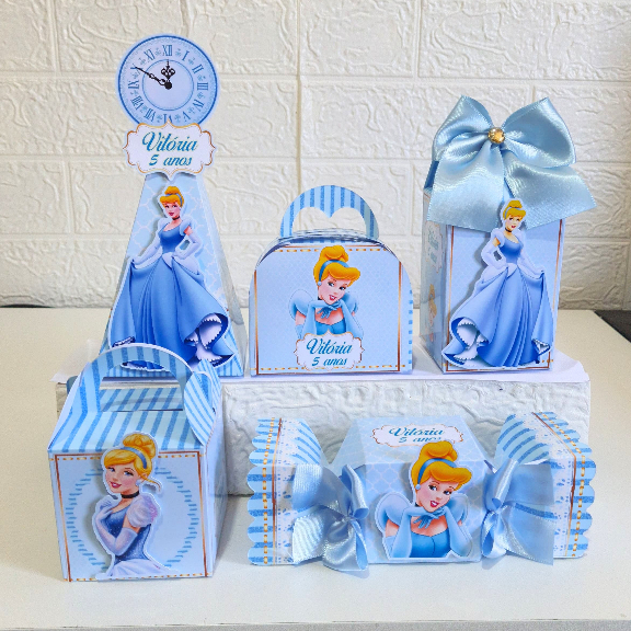 Kit Personalizados - CINDERELA - Caixinhas para Lembrancinhas Aniversário