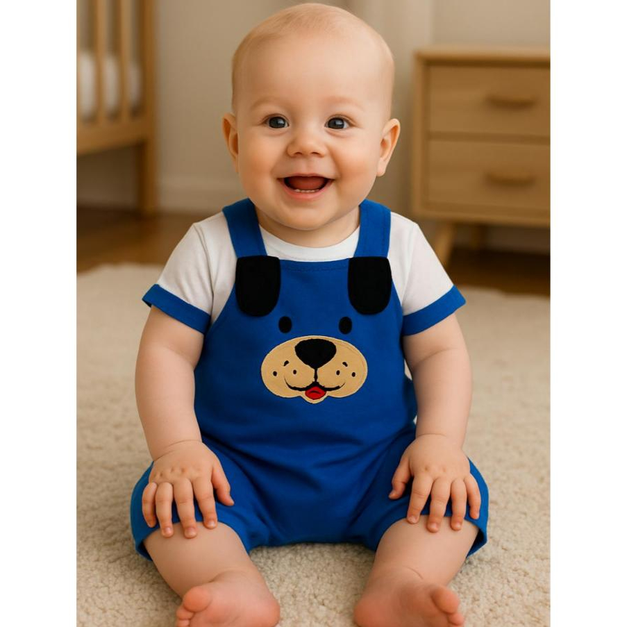 conjunto macacão de bebê bordado de cachorrinho 2 pçs jardineira de menino macacão de bebê masculino