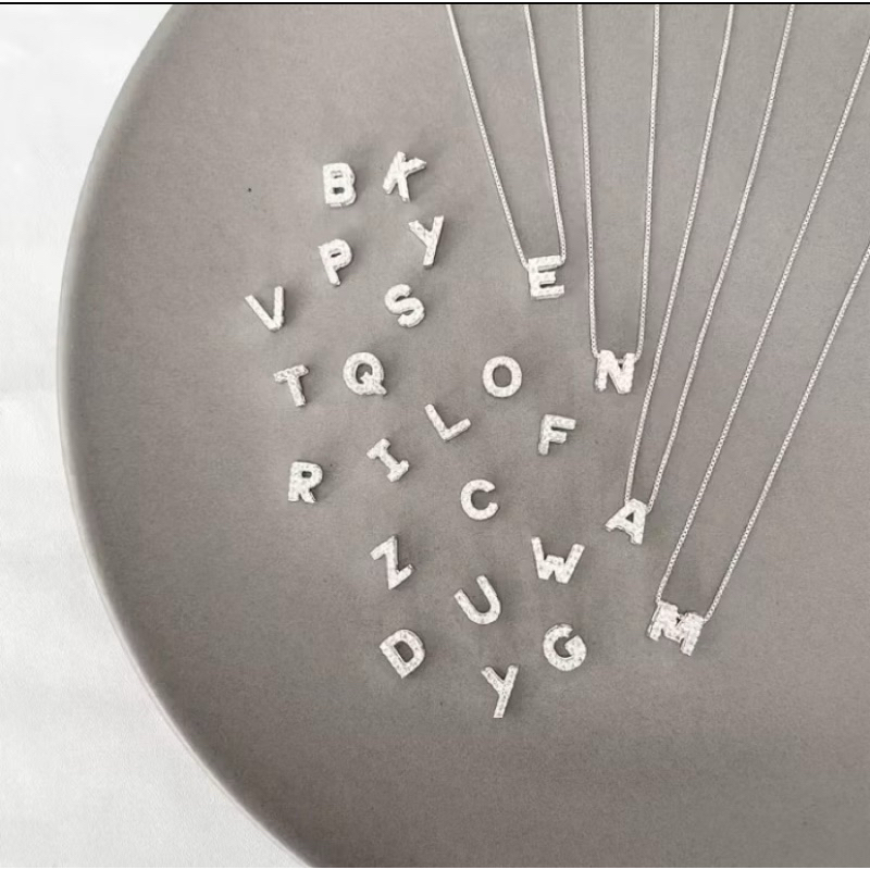 Colar Com Pingente De Prata Cravejado Inicial Da Letra A sua Escolha