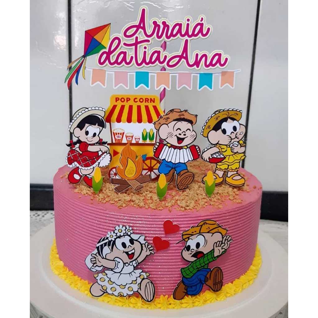Topo de Bolo Festa Junina Turma da Mônica - Comprar com Melhor Preço em Padaria