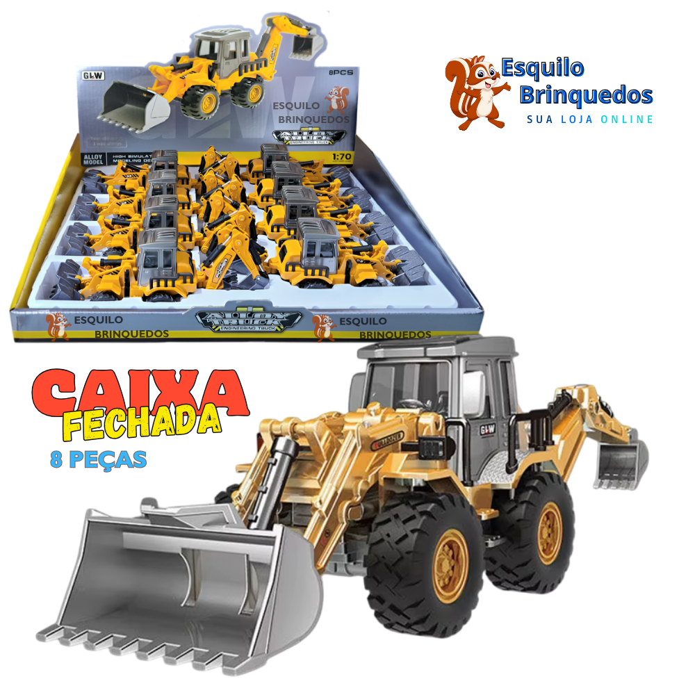 Miniatura Caixa Fechada Miniatura Trator Retroescavadeira Metal