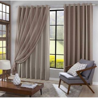 Cortina 3,00x2,50 Forro Microfibra C/ Voil Xadrez P/Quarto E Sala Varias Cores em Oferta na Shopee