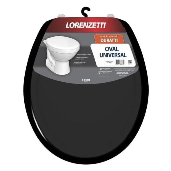 Assento Sanitário Lorenzetti Oval Universal Preto Duratti