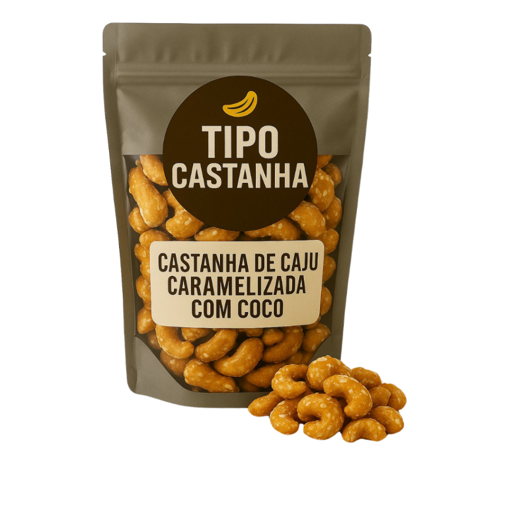 CASTANHA DE CAJU CARAMELIZADA COM COCO em Oferta na Shopee
