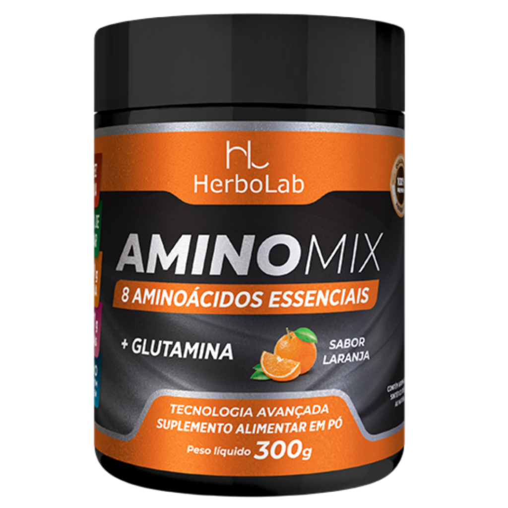 Aminoácidos Essenciais + Glutamina 300mg Sabor Laranja - Herbolab