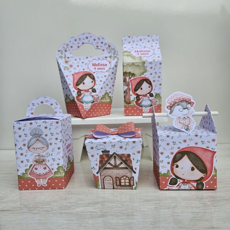 Kit caixas Personalizados do tema CHAPELZINHO VERMELHO AQUARELA/lembrancinhas para festa/mimo/aniversário