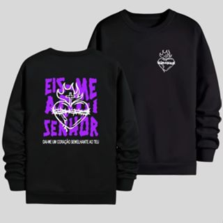 Blusa Moletom Gola Careca Eis-Me Aqui Senhor Cristão Moda em Oferta na Shopee