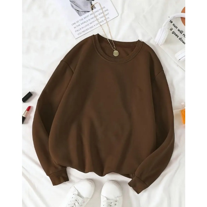 Moletom Gola Redonda Careca Liso Básico Clássico Casual Blusa de Frio Old Money Unissex Ma...