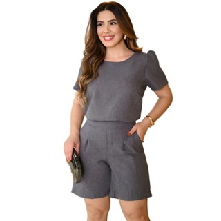 Conjunto Feminino Casual Social Short Blusa em Linho Cores Primavera Verão 2025 Roupa Feminina Oferta Lançamento Chique em Oferta na Shopee