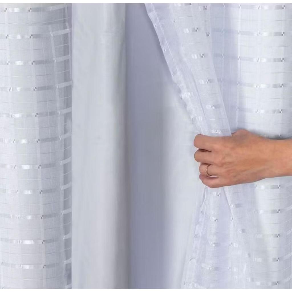 Cortina Sala Ou Quarto Blackout 2,80 m x 2,30 m com Voil Xadrez/Liso - Promoção em Oferta na Shopee