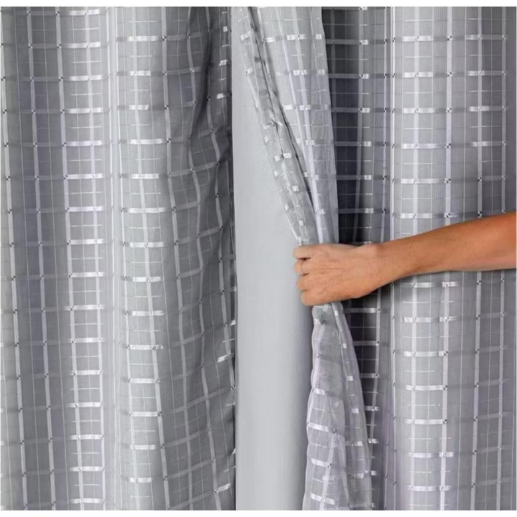 Cortina Blackout 2,80 m x 2,30 m com Voil Xadrez/Liso - Promoção em Oferta na Shopee