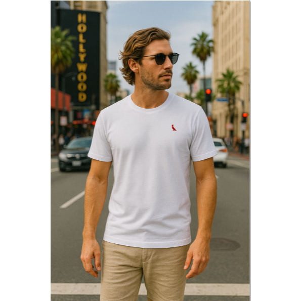 Camisetas básicas premium malha peruana com elastano Bordado Pica-Pau