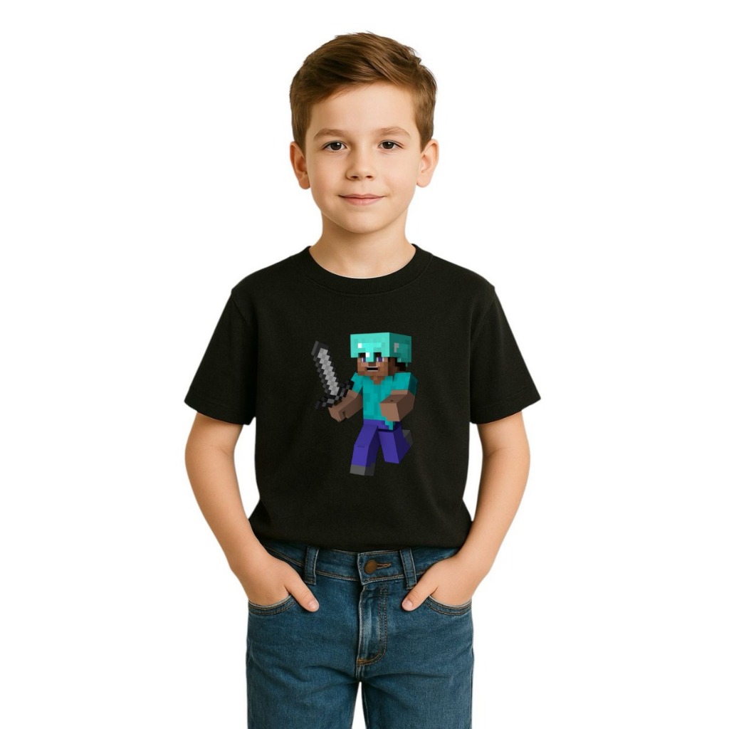Camiseta Infantil Masculina Estampada Minecraft Lançamento