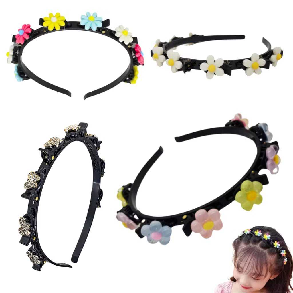 Tiara Infantil De Cabelo Tiara De Flores e Borboleta Com Clip Fashion Acessórios De Cabelo Infantil