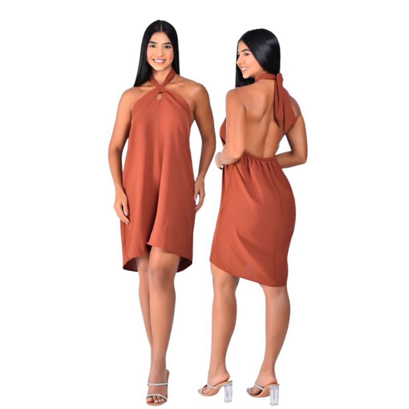 Vestido tendencia Gola Transpassada de amarração simples Elegante Casual Verão Estiloso confortável