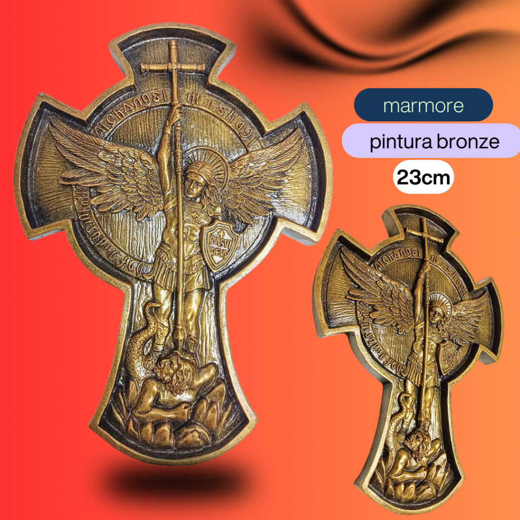 São Miguel arcanjo cruz de mármore cruz de são Miguel 23cm