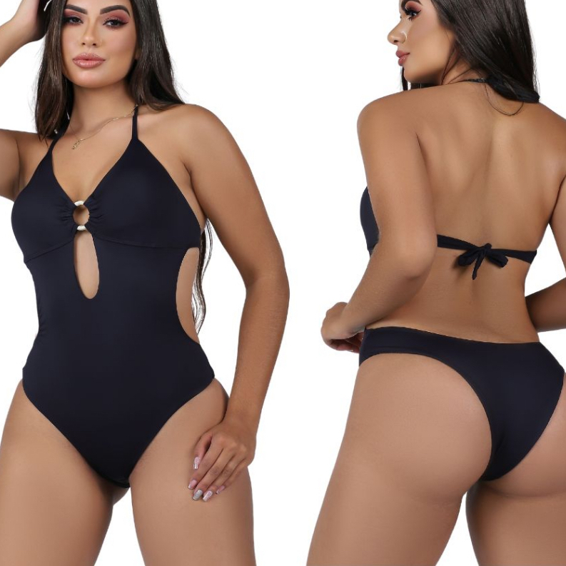 Maiô Poliamida  Com Bojo Moda Praia Verão Modelo Liso Promoção Preto em Oferta na Shopee