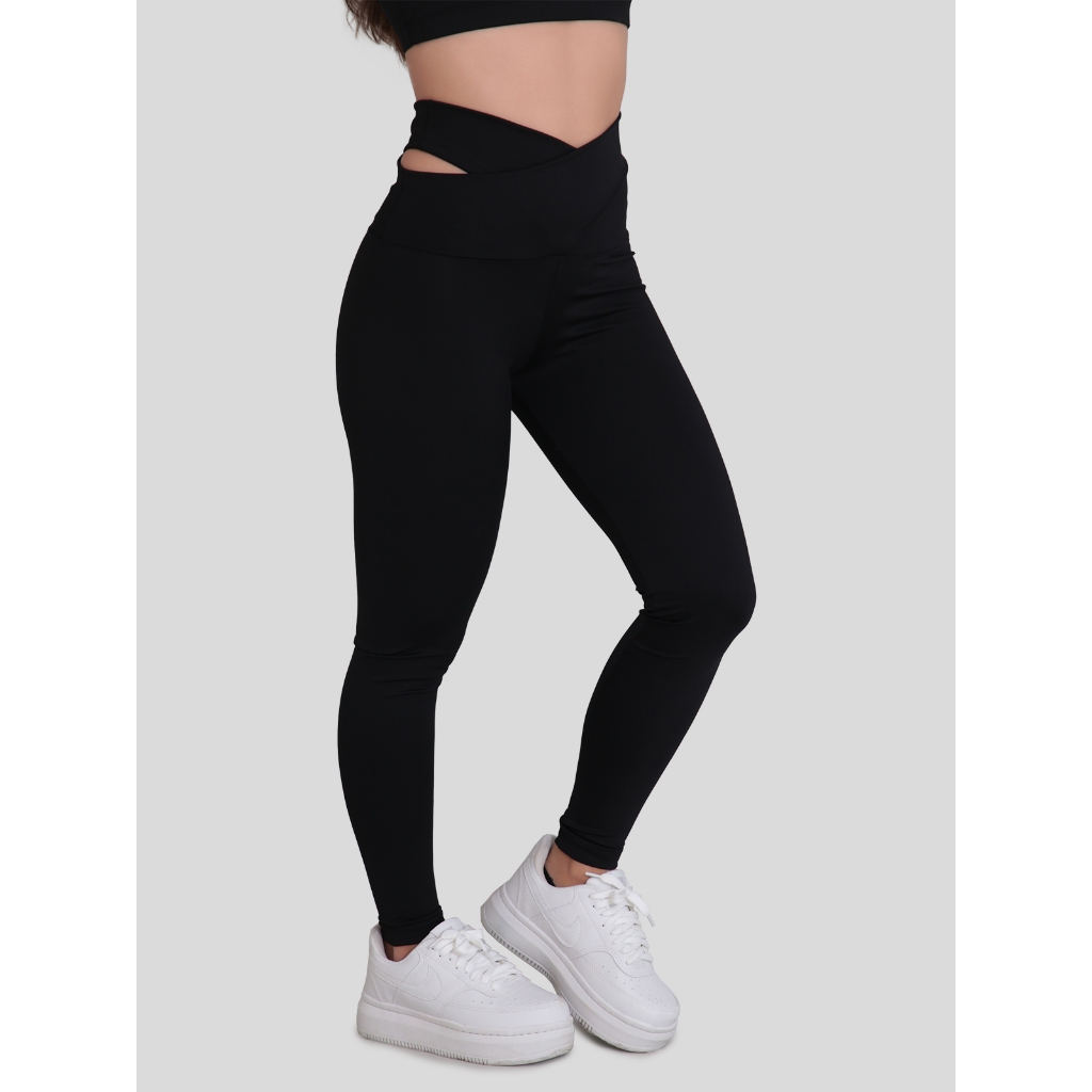 Calça Legging Feminina Poliamida Transpassada Estilosa Fitness