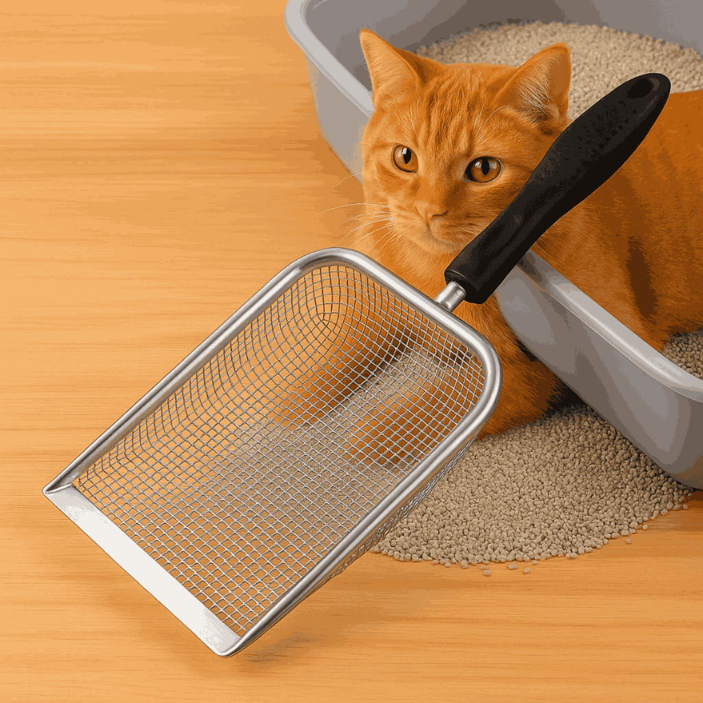 Pá Higiênica Areia Gato Coletora Aço Inox Limpeza Caixa Peneira