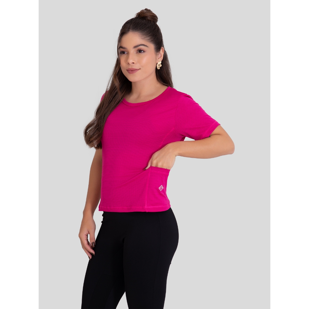 Camiseta Academia Feminina Com Bolso Uv50+ Poliamida Rocca - Sports & Outdoors