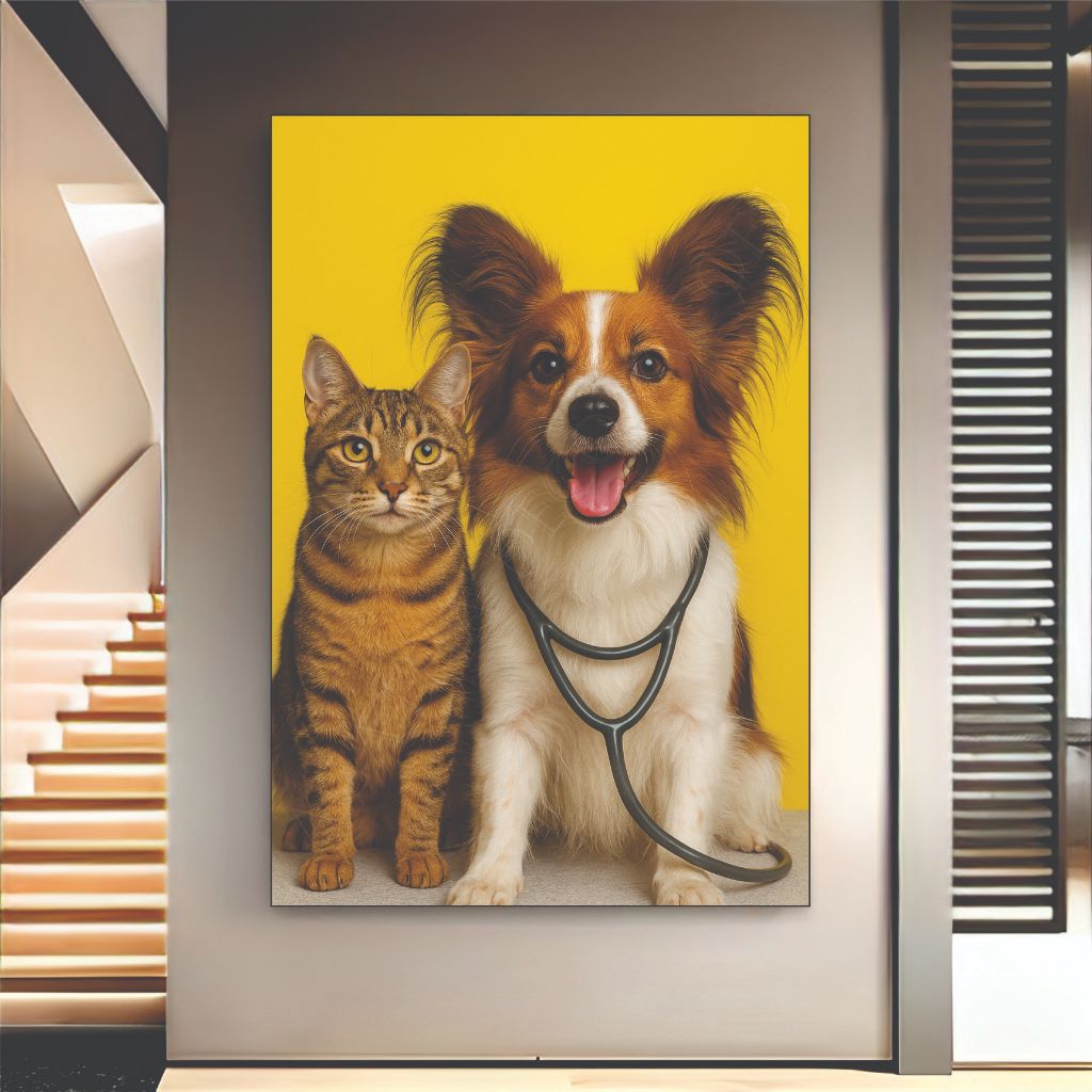 Quadro decorativo cão gato para consúltório veterinário decoração quarto sala pet shop  cahorro Gato