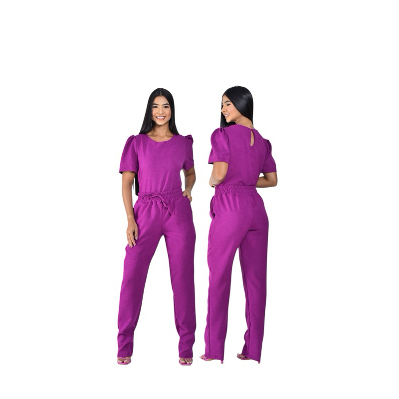 Conjunto Feminino Sofisticado de Calça e blusa de Linho Rústico Uniforme scrub qualidade Premium