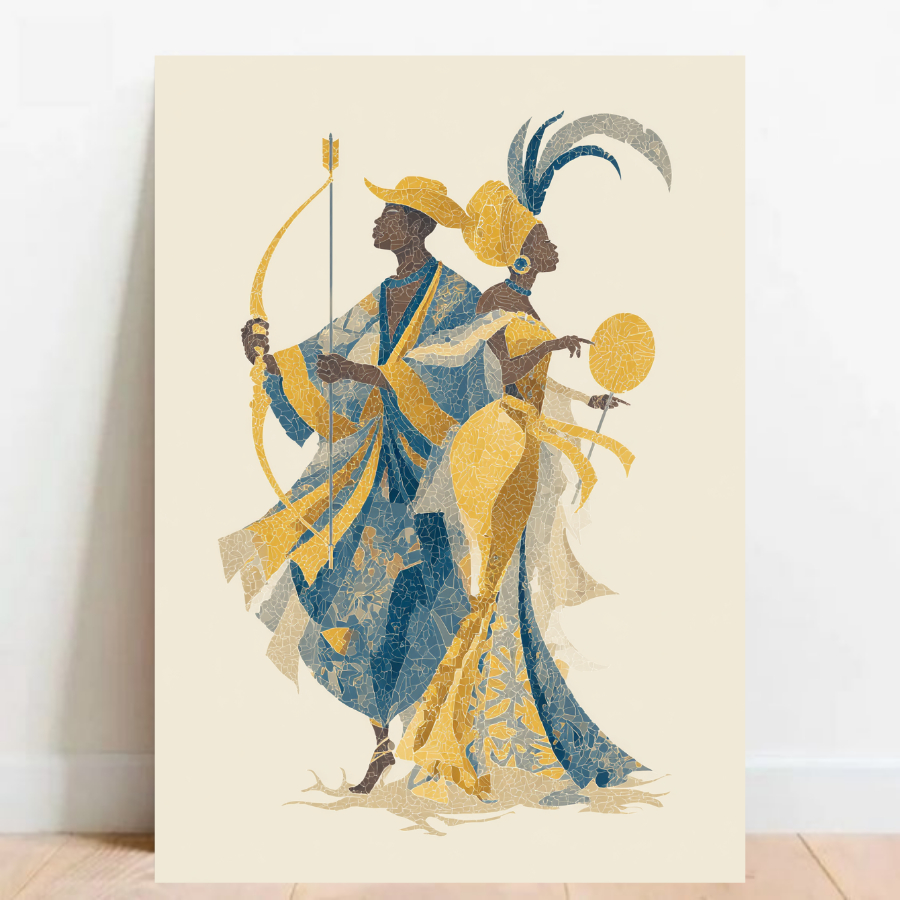Quadro Placa decorativa Logunedé e Oxum Orixá Umbanda Candomblé Decorativo Oxalá festa 06