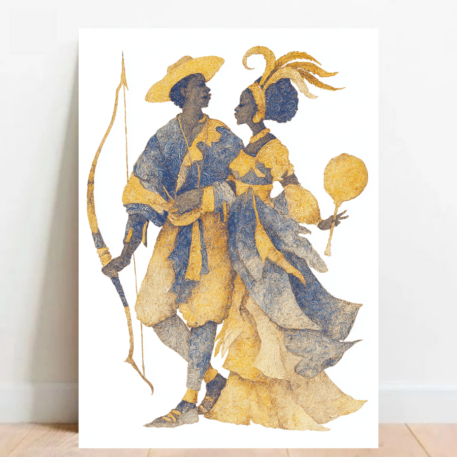Quadro Placa decorativa Logunedé e Oxum Orixá Umbanda Candomblé Decorativo Oxalá festa 07
