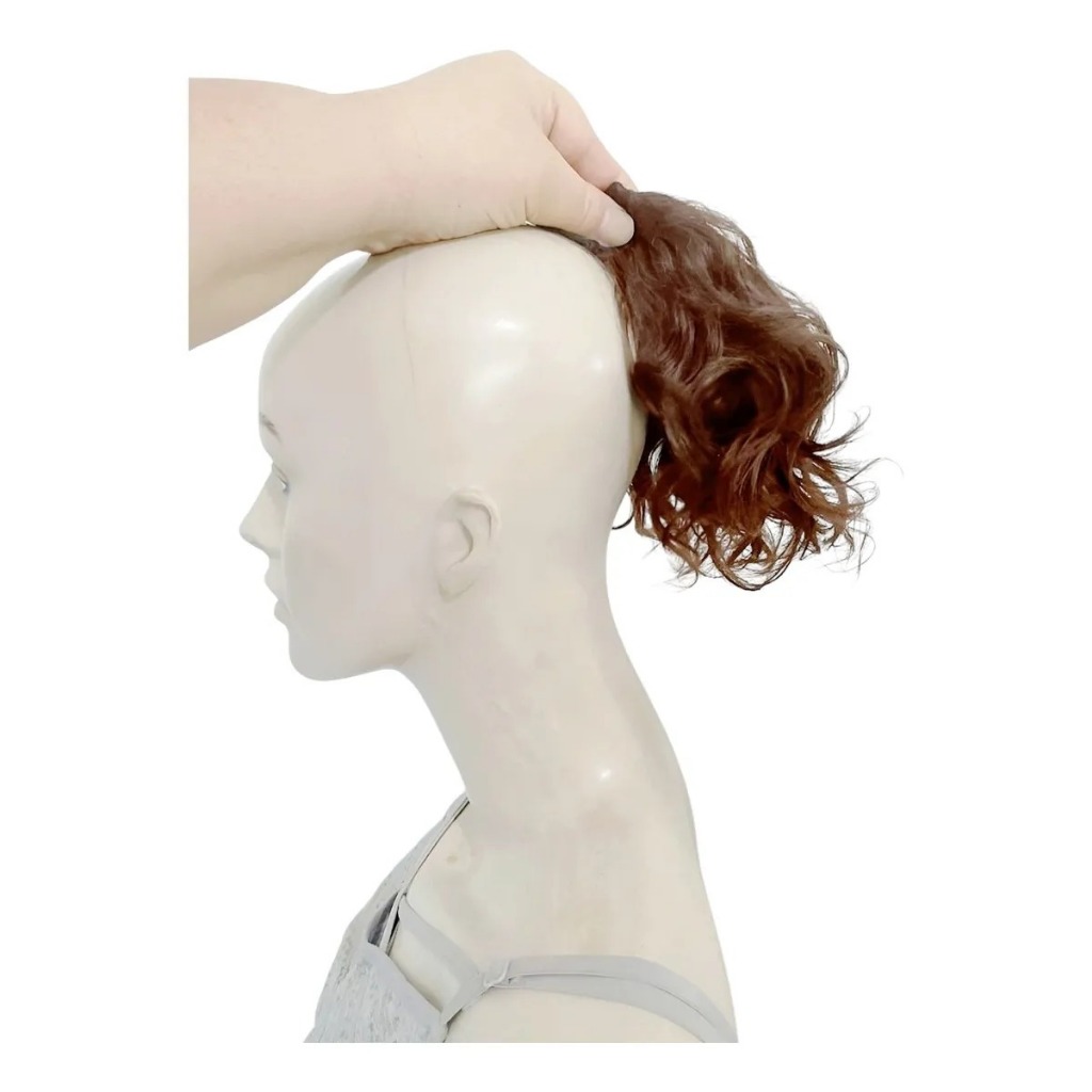 Mini Aplique Rabo de Cavalo Repicado Cacheado Cabelo Humano P/ Cabelos Curtos - Cor: Marrom