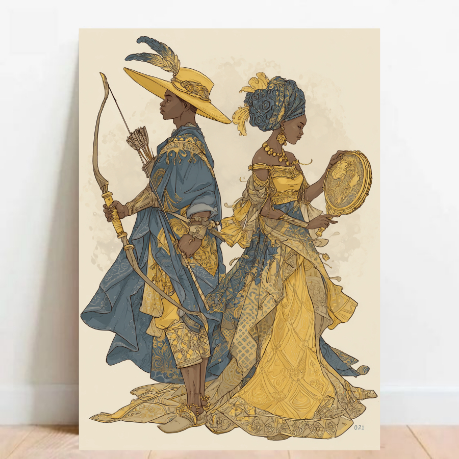 Quadro Placa decorativa Logunedé e Oxum Orixá Umbanda Candomblé Decorativo Oxalá festa 08