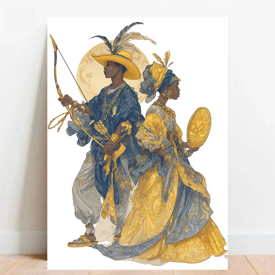 Quadro Placa decorativa Logunedé e Oxum Orixá Umbanda Candomblé Decorativo Oxalá festa 09