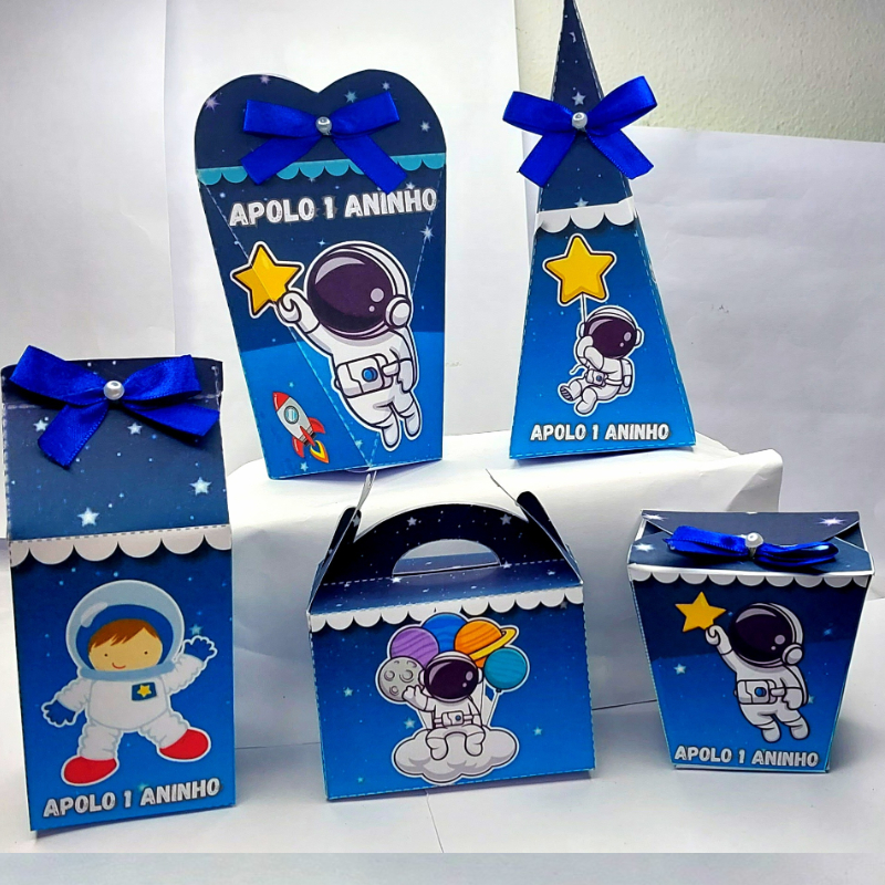 ASTRONAUTA Kit 50 Lembrancinhas Personalizadas Caixinhas de aniversário festa infantil ou qualquer Tema Aniversário