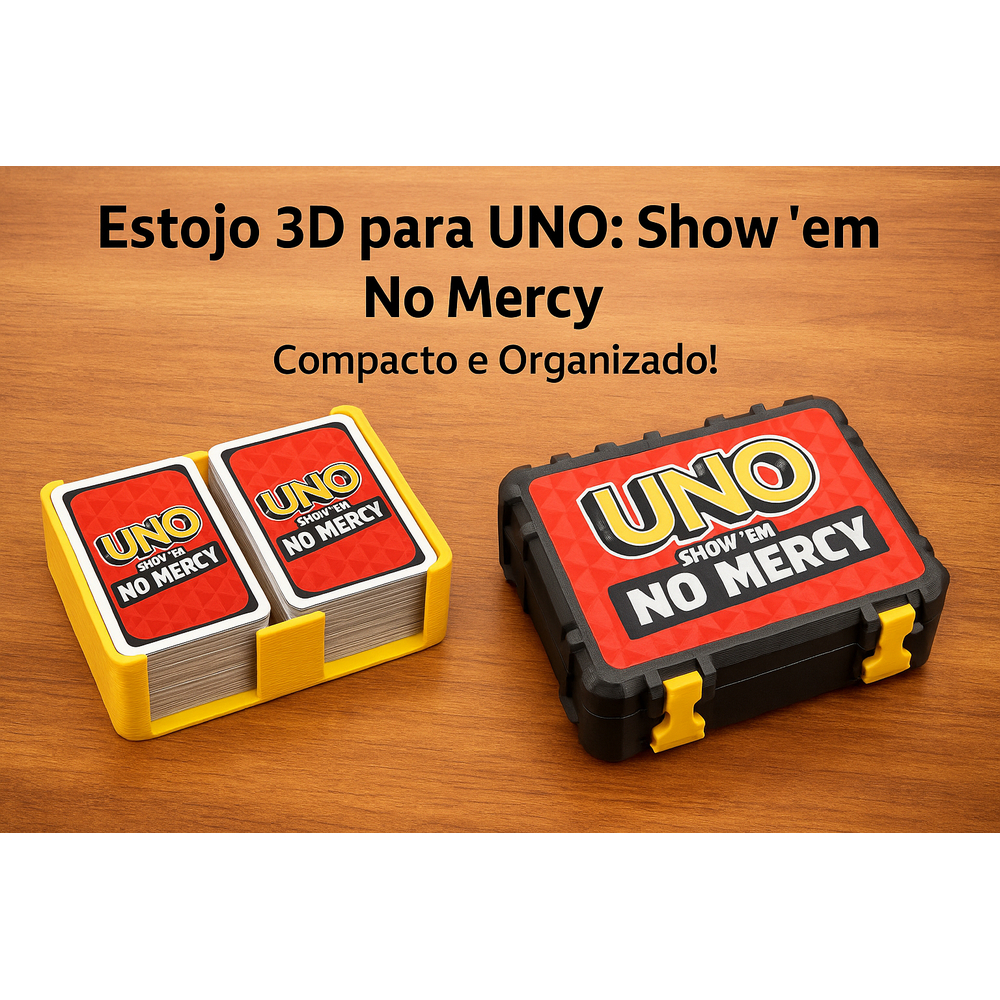 Caixa Organizadora UNO No Mercy – Compacta, Resistente e Estilosa para Proteger Seu Baralho!