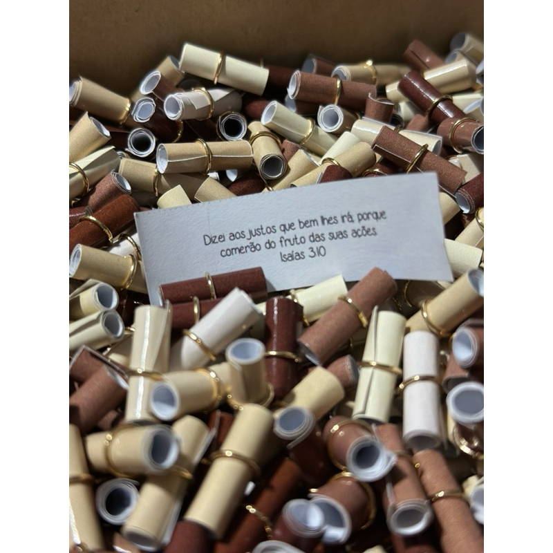 Refil versículos enroladinhos/Pote de bençãos 100un Tons de Marrom Nude em Oferta na Shopee
