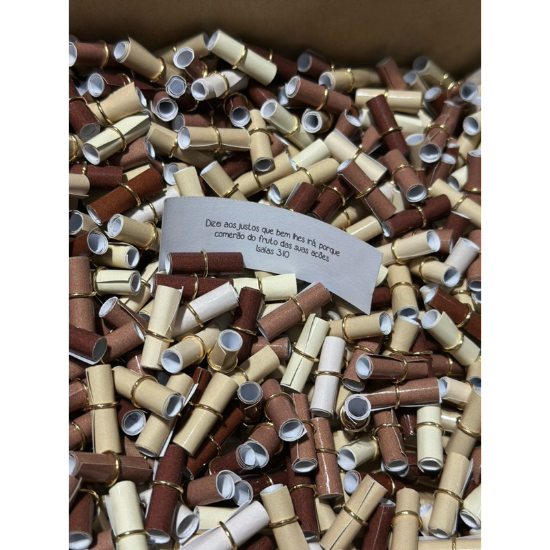 Refil versículos enroladinhos/Pote de bençãos 100un Tons de Marrom Nude