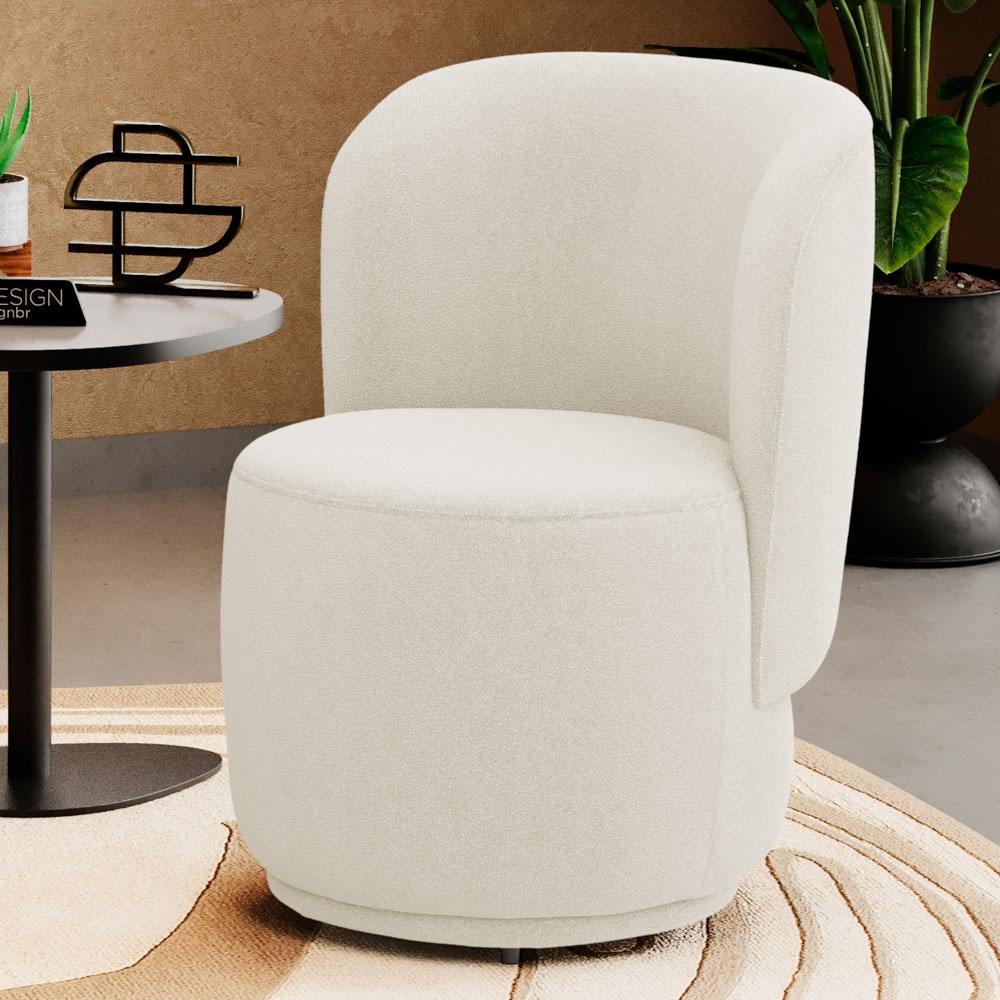 Poltrona Orgânica Decorativa Living e Sala de Estar Curva Molly Bouclê
