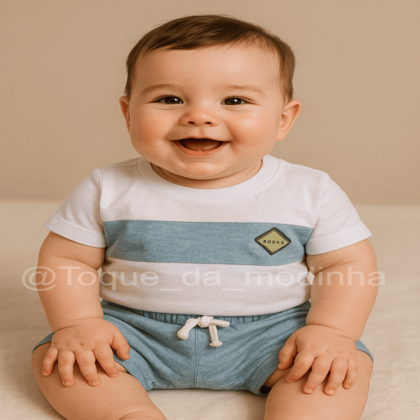 Conjunto de bebe menino short + Camisa verão calor 3 a 6 meses