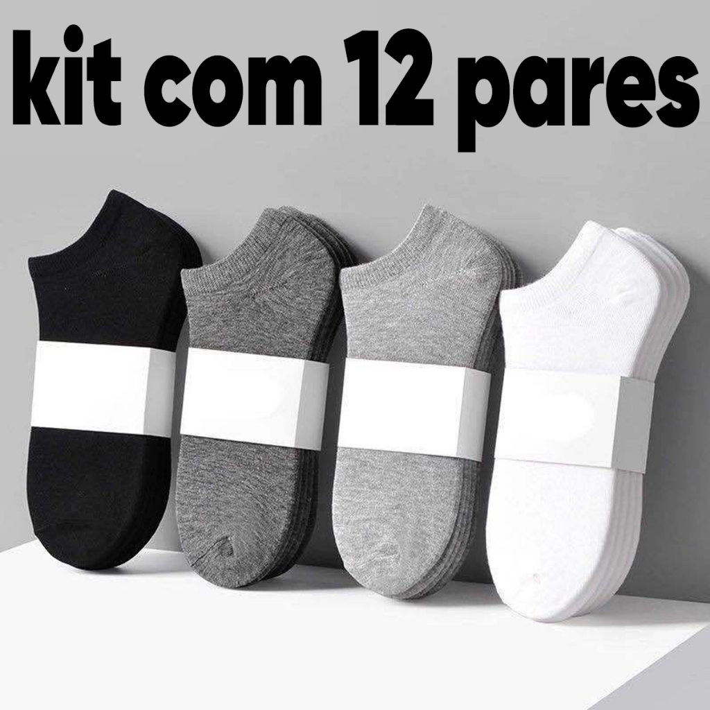 kit meia soquete cano curto masculina feminina preta algodao em Oferta na Shopee