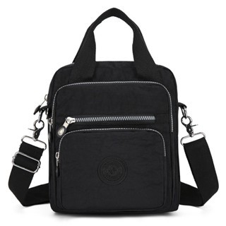Bolsa feminina nylon impermeável vira mochila transversal tiracolo leve 3em1Com pingente de bola de cabelo
