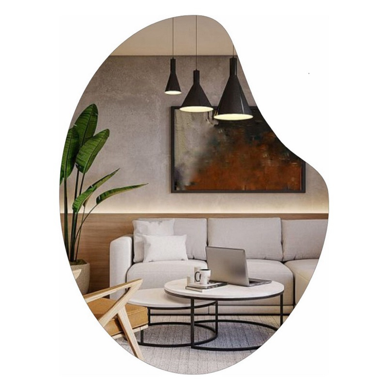 espelho orgânico com fita dupla face lançamento blogueira minimalista abstrato sala lavabo