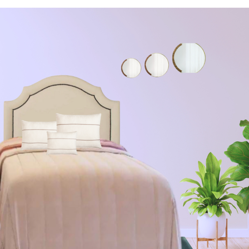 Cabeceira Solteiro Cama Box  Deluxe Veludo Off White Tachas Decorativas