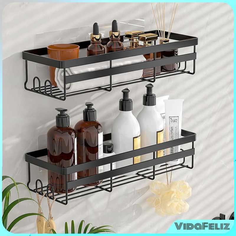 Kit de 2 prateleiras pendentes para banho ou cozinha: inclui prateleira de banho, suporte ...