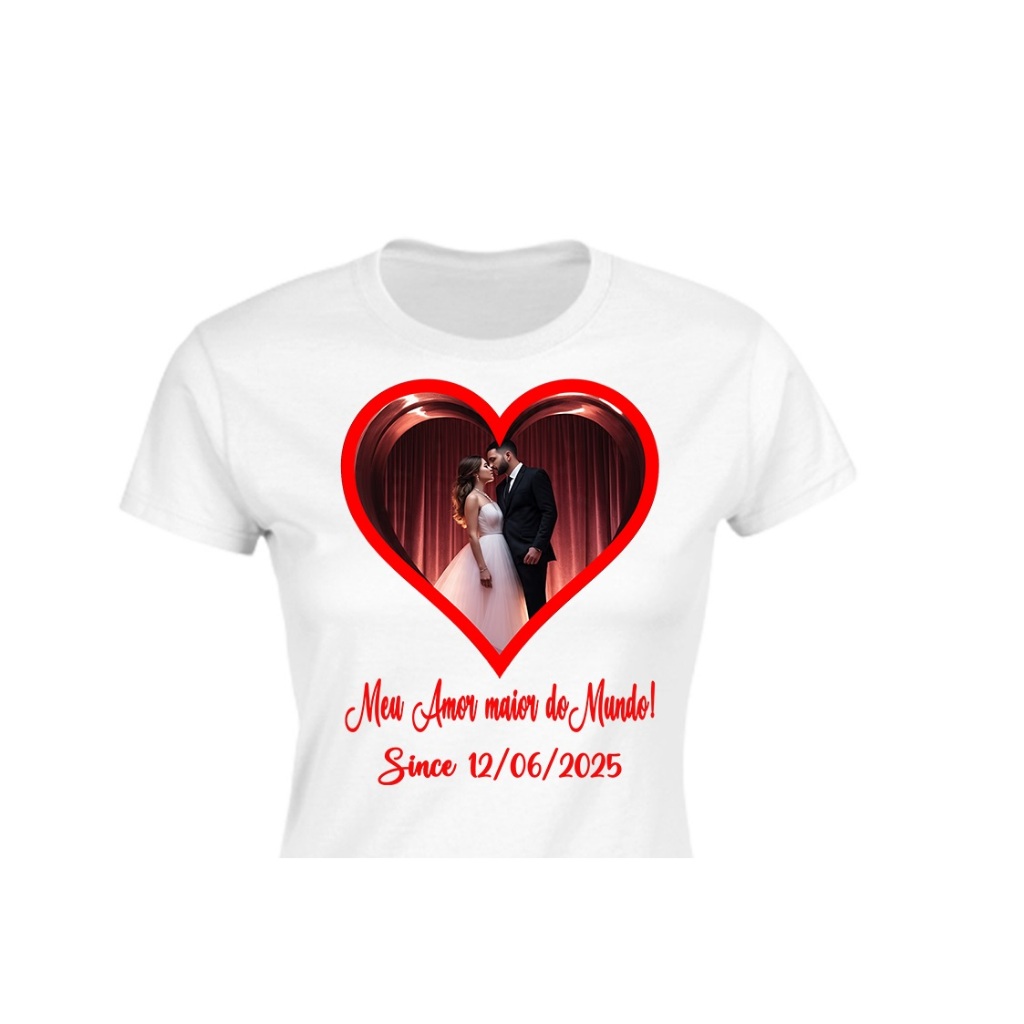 Camiseta Foto Personalizada Casal Dia dos Namorados Presente Romantico 100% Poliester
