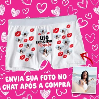 Cueca Personalizada com Foto Coração Beijos  Presente Namoro Casamento em Oferta na Shopee