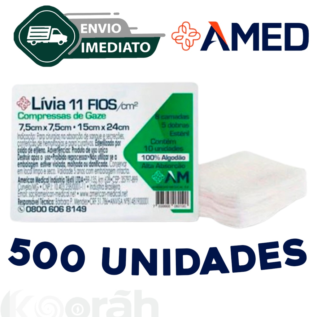 Kit C/500 Compressa de Gaze Esteril Lívia Hidrófila Gaze Esteril 11 Fios - 7,5x7,5cm Envio Imediato em Oferta na Shopee