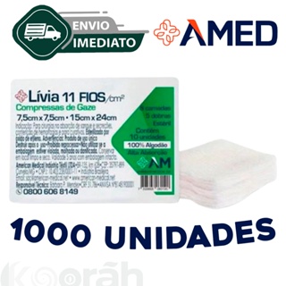 Kit C/1000 Compressa de Gaze Esteril Lívia Hidrófila Gaze Esteril 11 Fios - 7,5x7,5cm Envio Imediato em Oferta na Shopee
